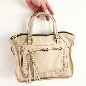orYANY Cream Satchel with Gold Accents